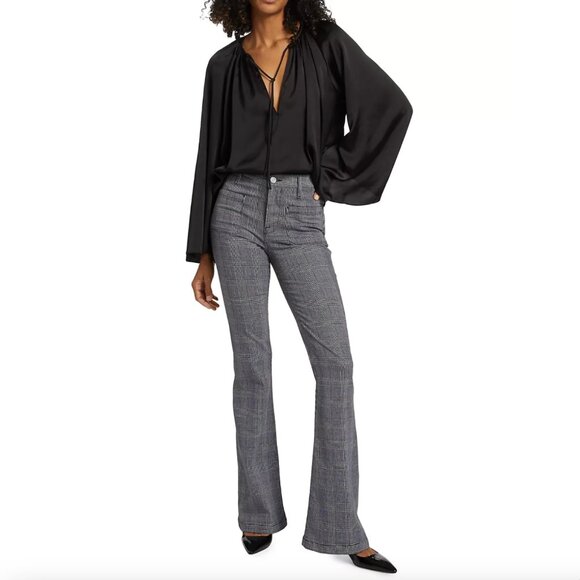 Frame "Le Bardot" Pants in Blk/White Check, size 25 - Picture 1 of 7